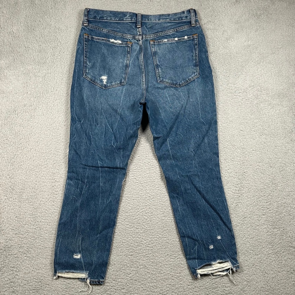 Abercrombie & Fitch A&F High Rise Mom Jean 30 10R Distressed Ripped‎ Medium Wash - Picture 9 of 9